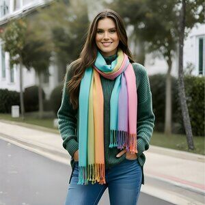 Oussum Viscose Rainbow Scarf Large Soft Scarves for Christmas Gifts